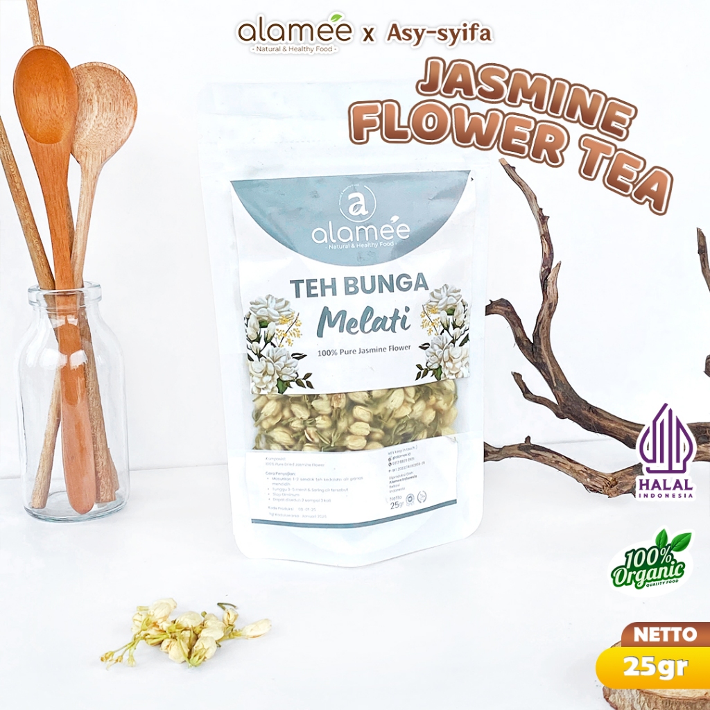 

ALAMEE Teh Bunga Jasmine Tea Flower Melati Organik Jasmin Herbal Kering Dried Siap Seduh Minum 25gr