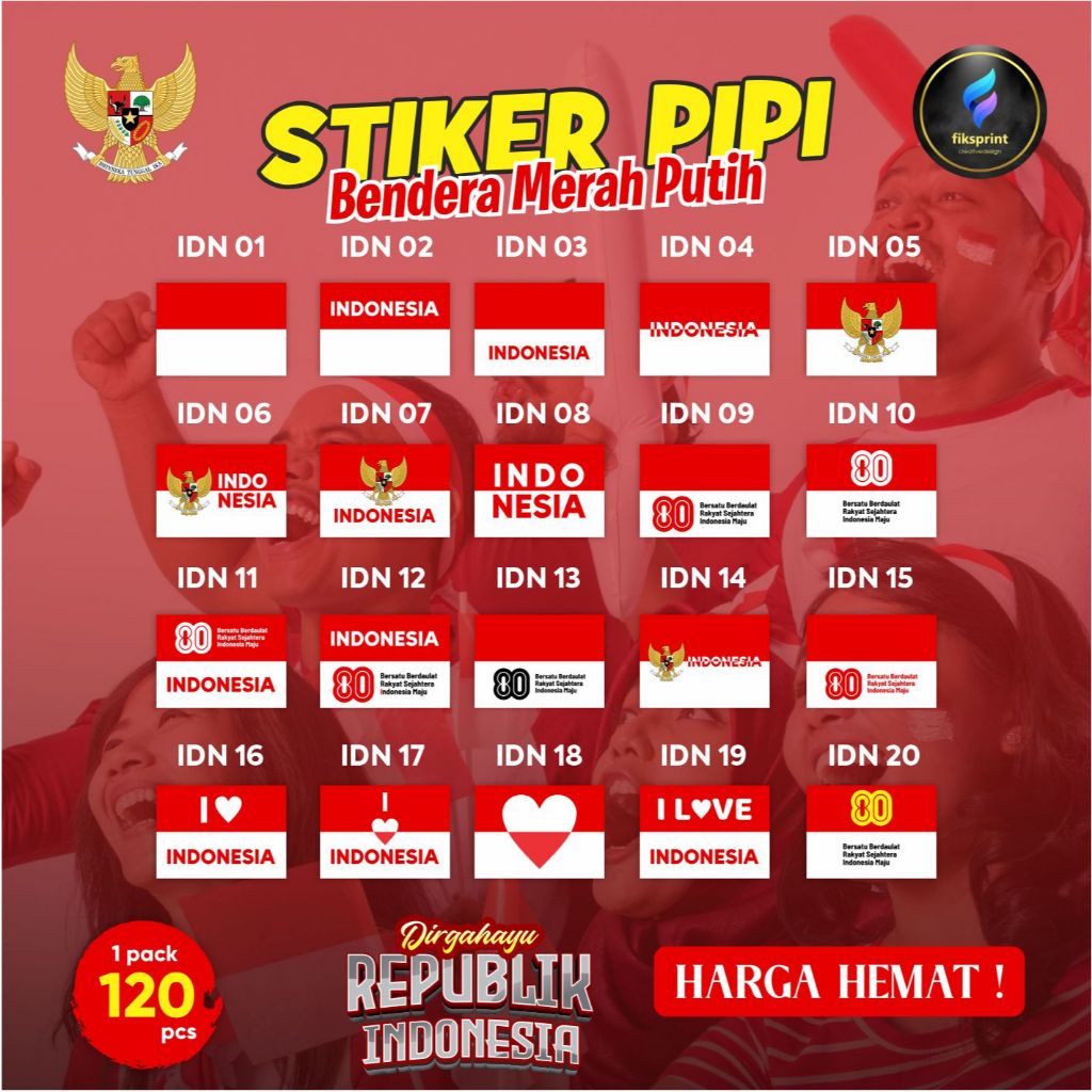 

Tempelan Pipi Bendera - Sticker Pipi Merah Putih - indonesia 17 agustus