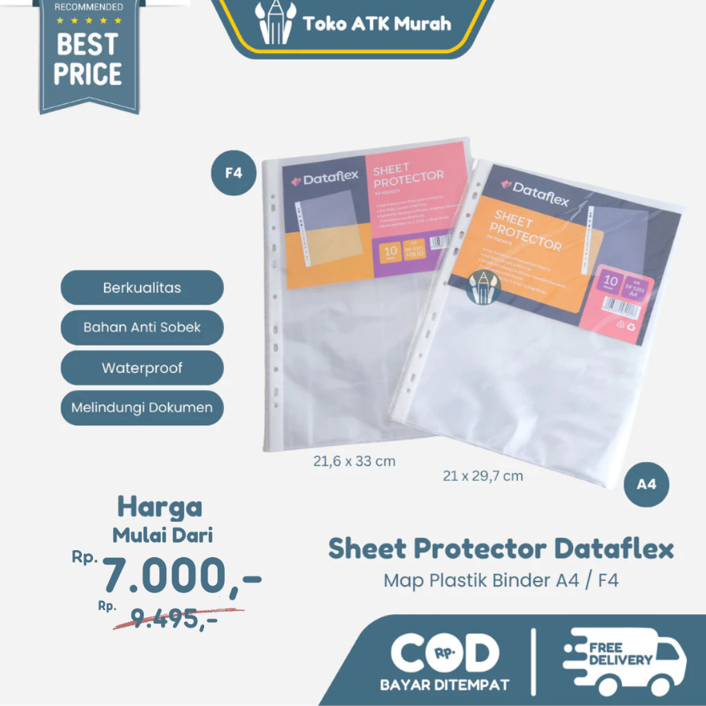 

Sheet Protector A4 / F4 Data Flex - Map Plastik Dokumen PP Pocket (10 Lembar)