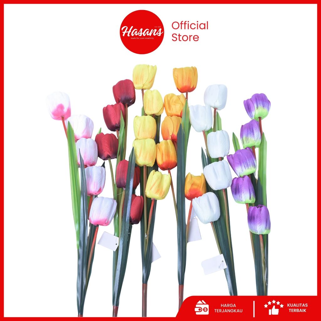 Hasans / Bunga Tulip Latex Premium / Bunga Tulip Artificial / Bunga Tulip Palsu Plastik / Bunga Tuli