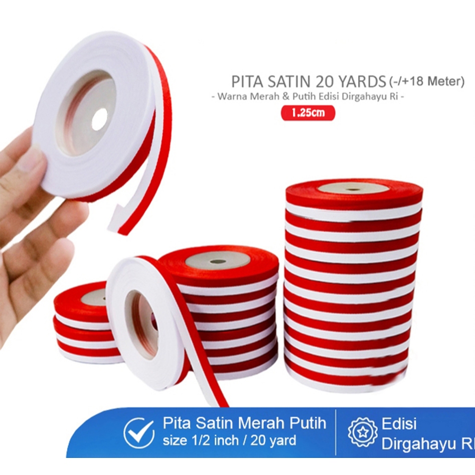 

COD Joy KTB Pita Kain Merah Putih 1 Roll 20 Yards Satin Bendera MerahPutih Halus & Lembut