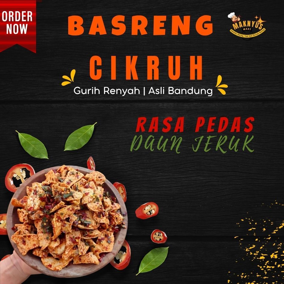 

Basreng Cikruh Legend 500GR/250GR/ 185 GR Pedas Daun Jeruk Gurih Renyah Asli Bandung Camilan Rumah