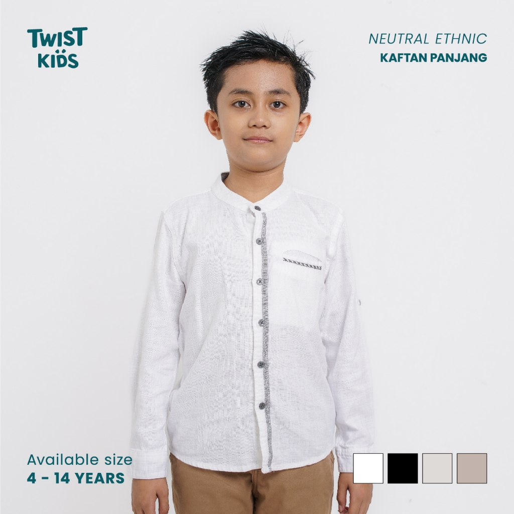 Twist Kids - Zaki C, Neutral Ethnic, Kemeja Koko Baju Lebaran Anak Laki-Laki 2026 Lengan Panjang