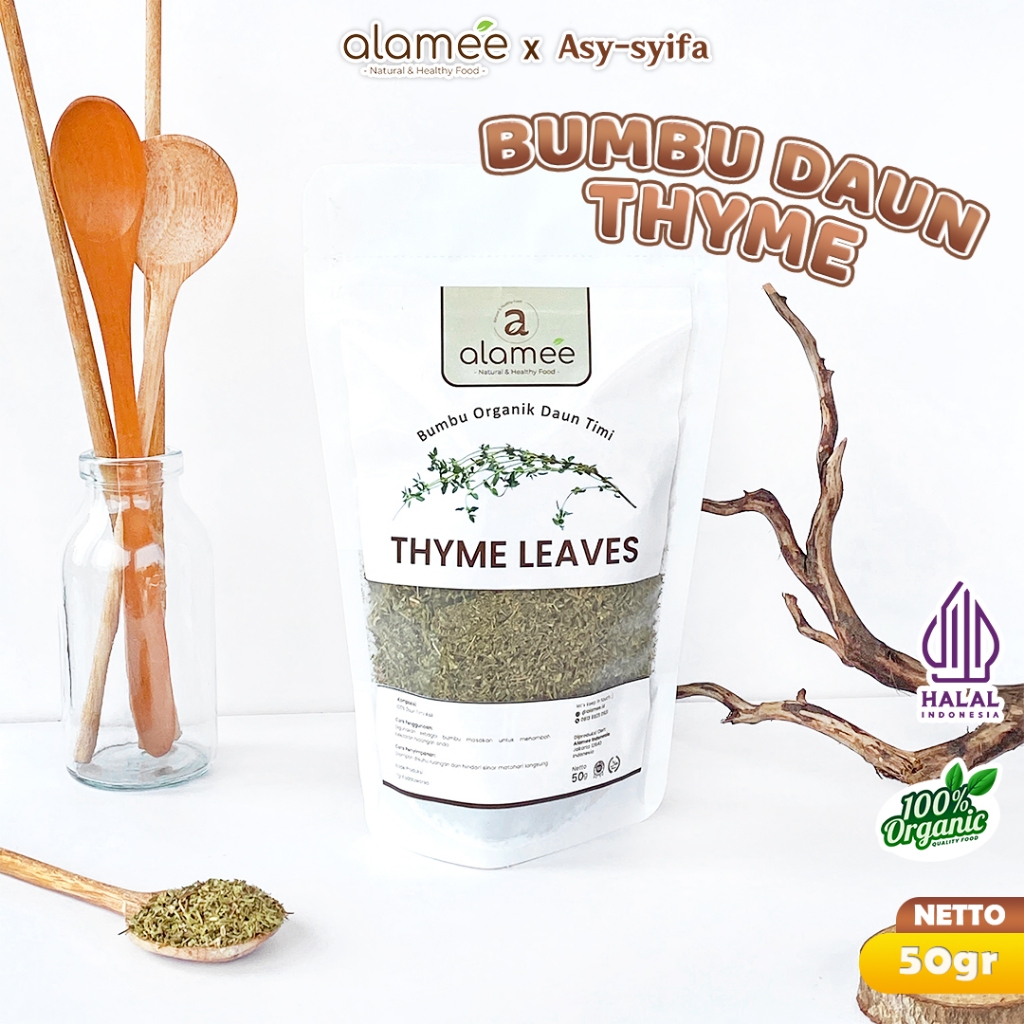 

ALAMEE Thyme Kering Daun Timi Bumbu Dapur Organik Garnish Dried Leaves Murni Tanpa Campuran 50g
