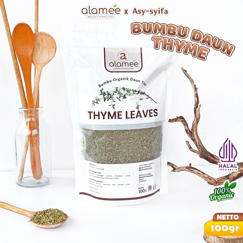 

ALAMEE Thyme Kering Daun Timi Bumbu Dapur Organik Garnish Dried Leaves Murni Tanpa Campuran 100g