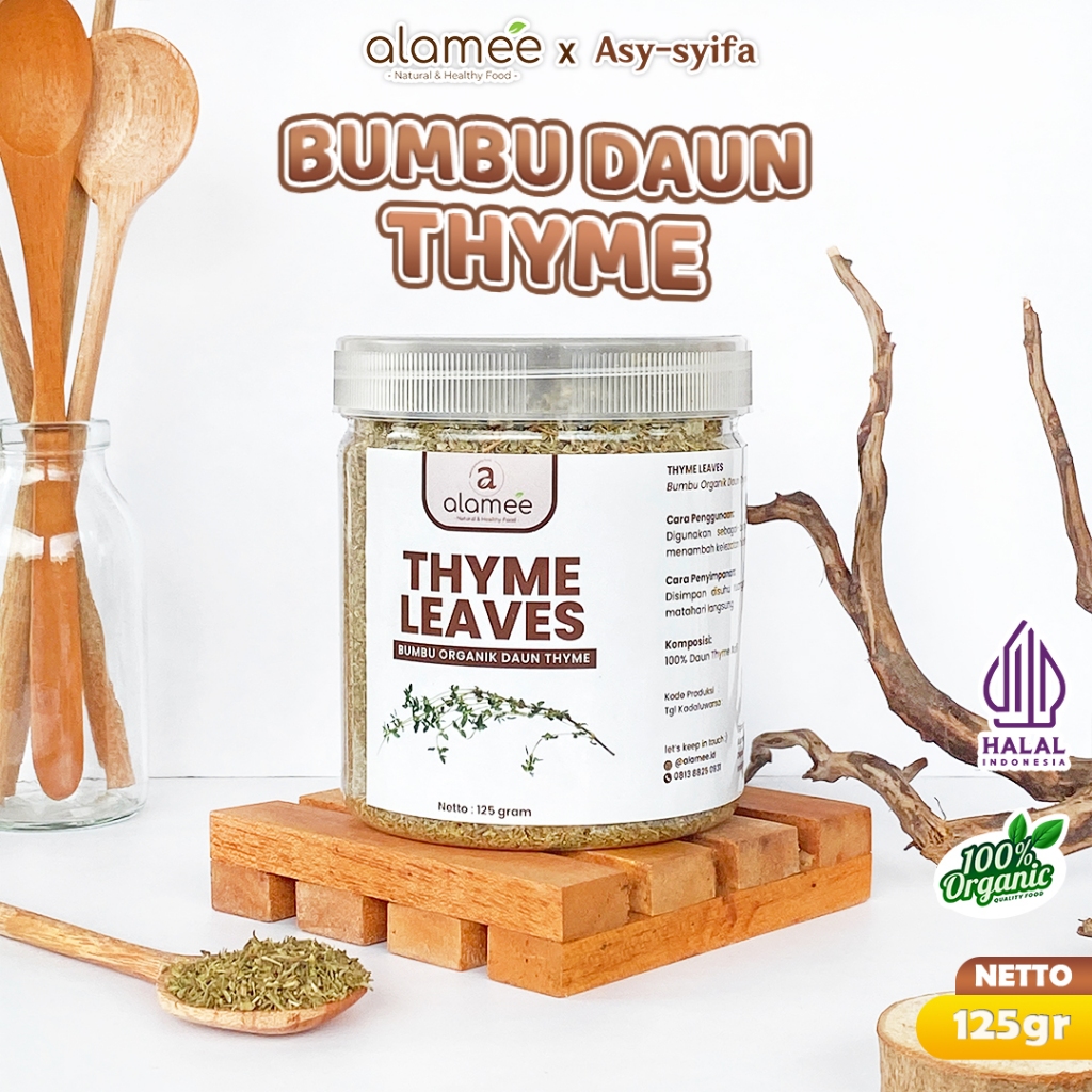 

ALAMEE Thyme Kering Daun Timi Bumbu Dapur Organik Garnish Dried Leaves Murni Tanpa Campuran 125g