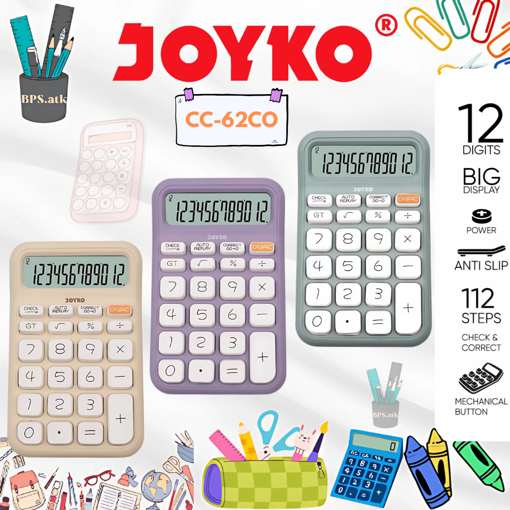 

JOYKO Calculator / Kalkulator CC-62CO Check & Correct 12 Digits Pastel Color Kalkulator Kecil Murah