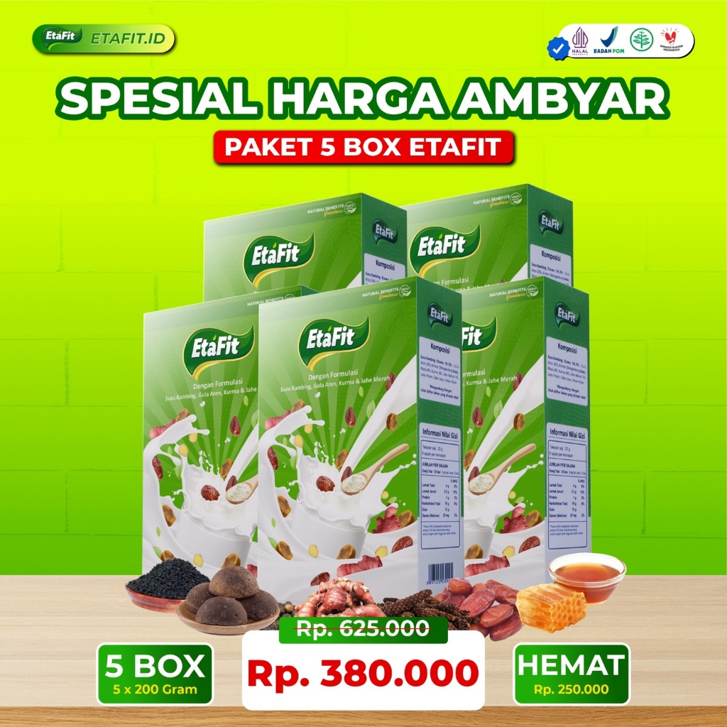

ETAFIT 5 Box - Solusi Atasi Batuk Berdahak Batuk Menahun Batuk Berdarah Sesak Nafas - Susu Etawa