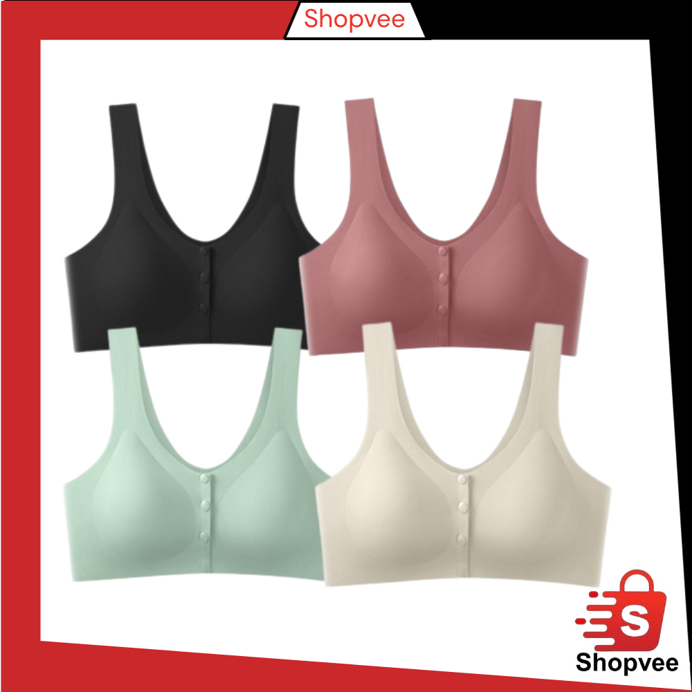 Shopvee BRA522 Bra Sport Tanpa Kawat Kancing Depan Bahan Lembut BH Kehamilan Menyusui Sportbra Olahr