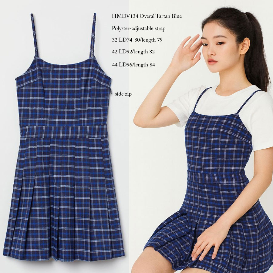 HMDV 134 OVERALL TARTAN Dress Wanita Branded