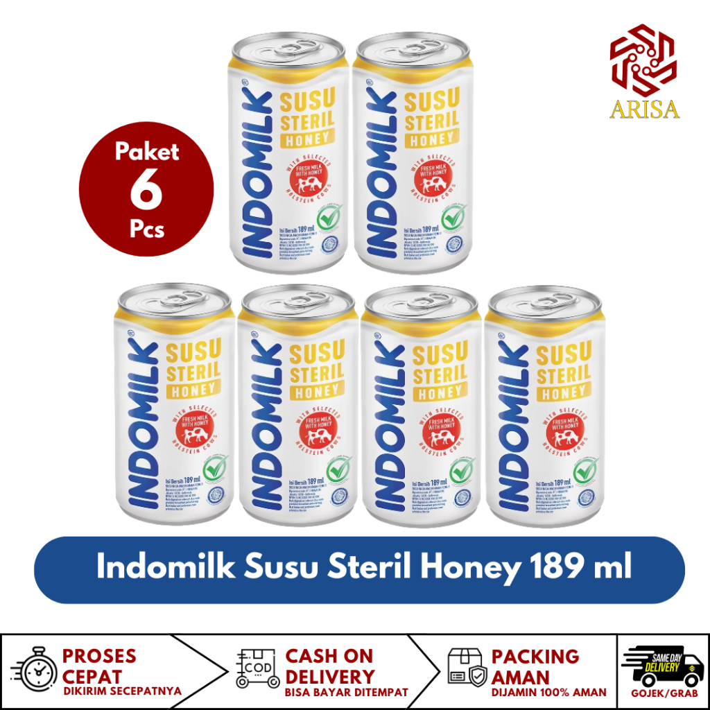 

Paket 6 Indomilk Susu Steril Honey 189ml, Susu nya Riil Faedah nya Riil