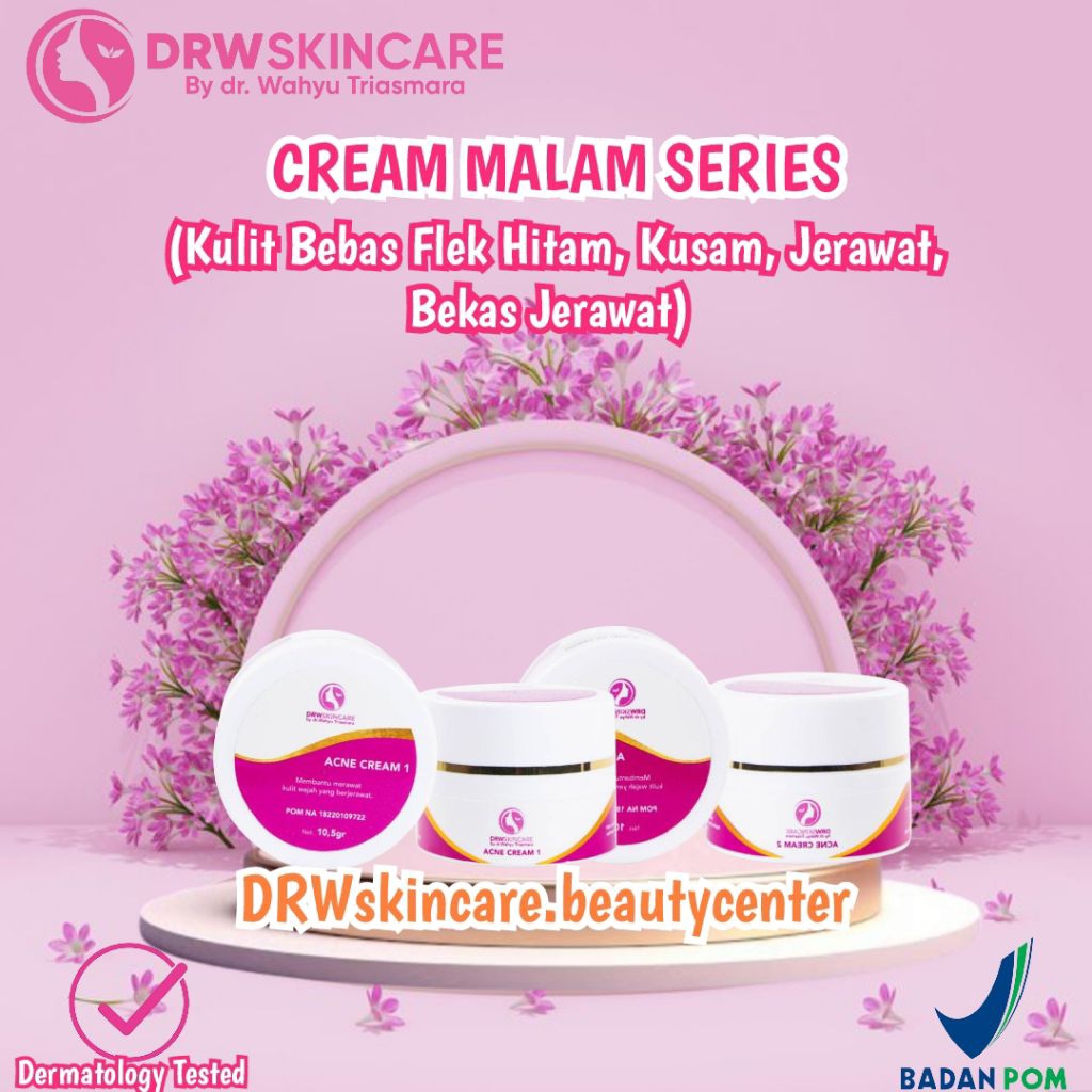 DRW SKINCARE CREAM MALAM GLOWING, FLEK MEMBANDEL, PENYEMBUH JERAWAT FLEK HITAM, ACNE JERAWAT, BEKAS 