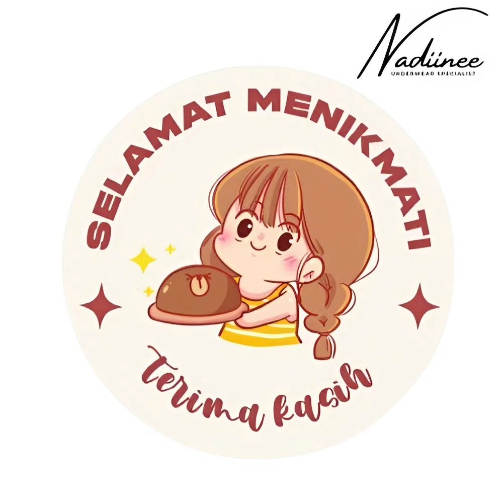 

Stiker Label Roll Tulisan Selamat Menikmati Diameter 2.5 cm Isi 500 Pcs Kemasan Makanan Minuman Awet