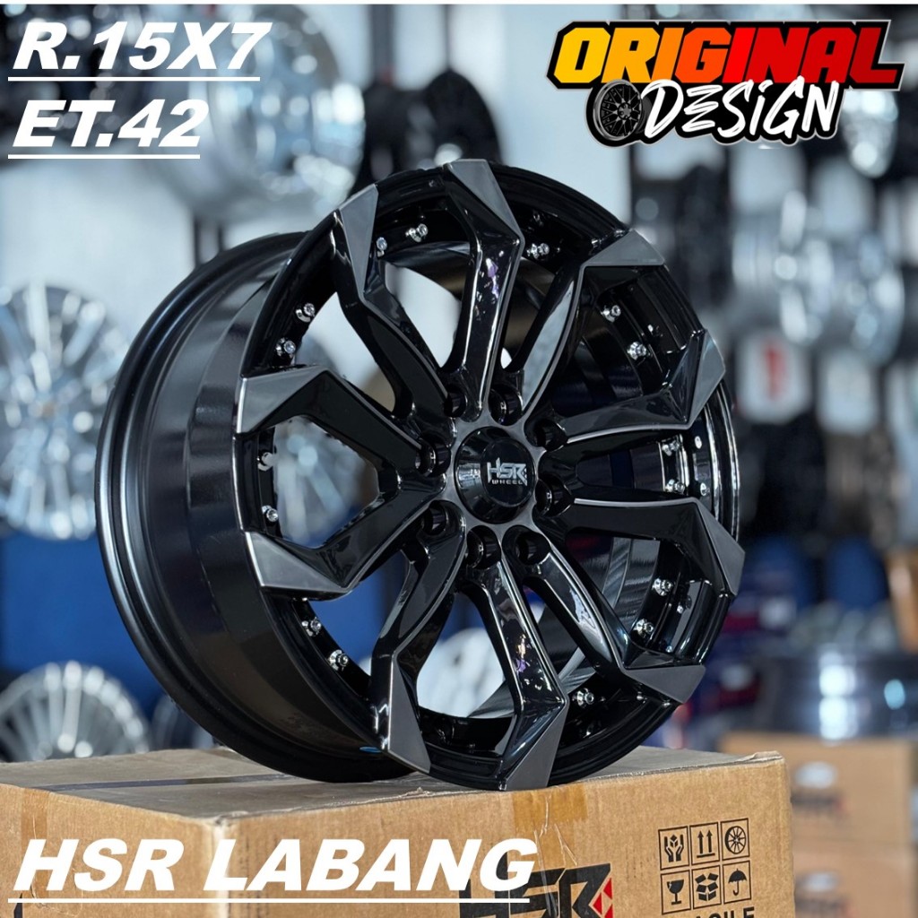 Velg Mobil Ring 15 Lebar 7 HSR LABANG R15 Lubang 4 Warna Black Polis