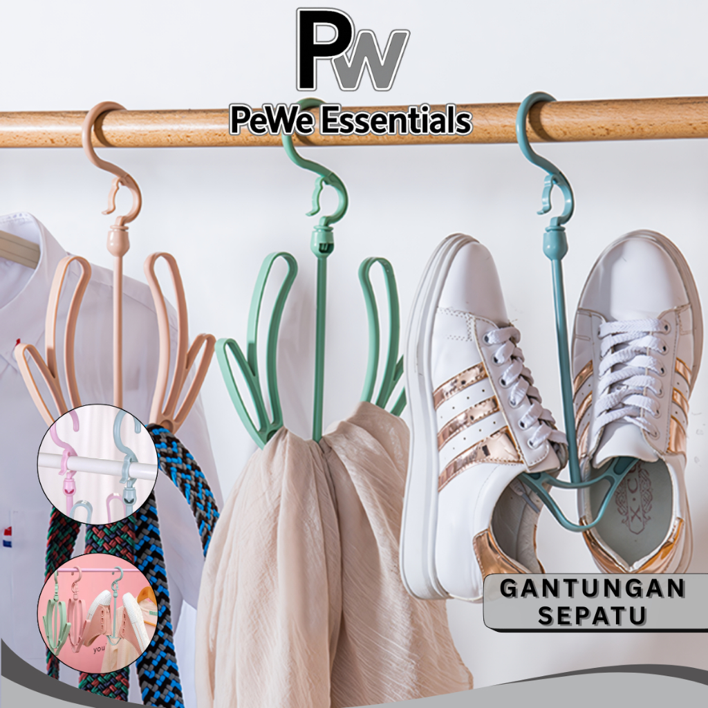 PW - Gantungan Jemur Sepatu – Hanger Sepatu Plastik Anti Angin & Hemat Tempat