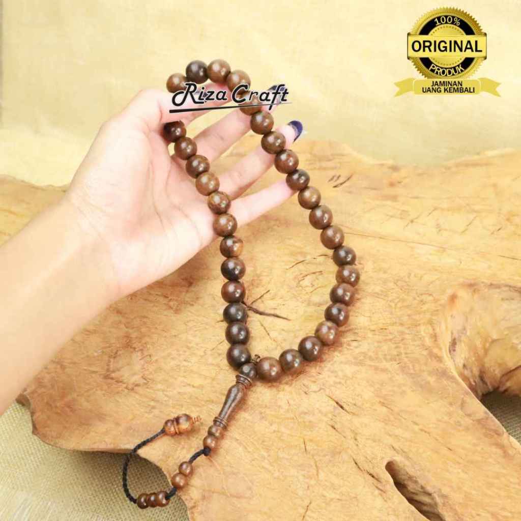 Riza craft Tasbih Kayu Gaharu Kalimantan Wangi Asli Super King 33 Butir motif Zebra Kualitas Terbaik
