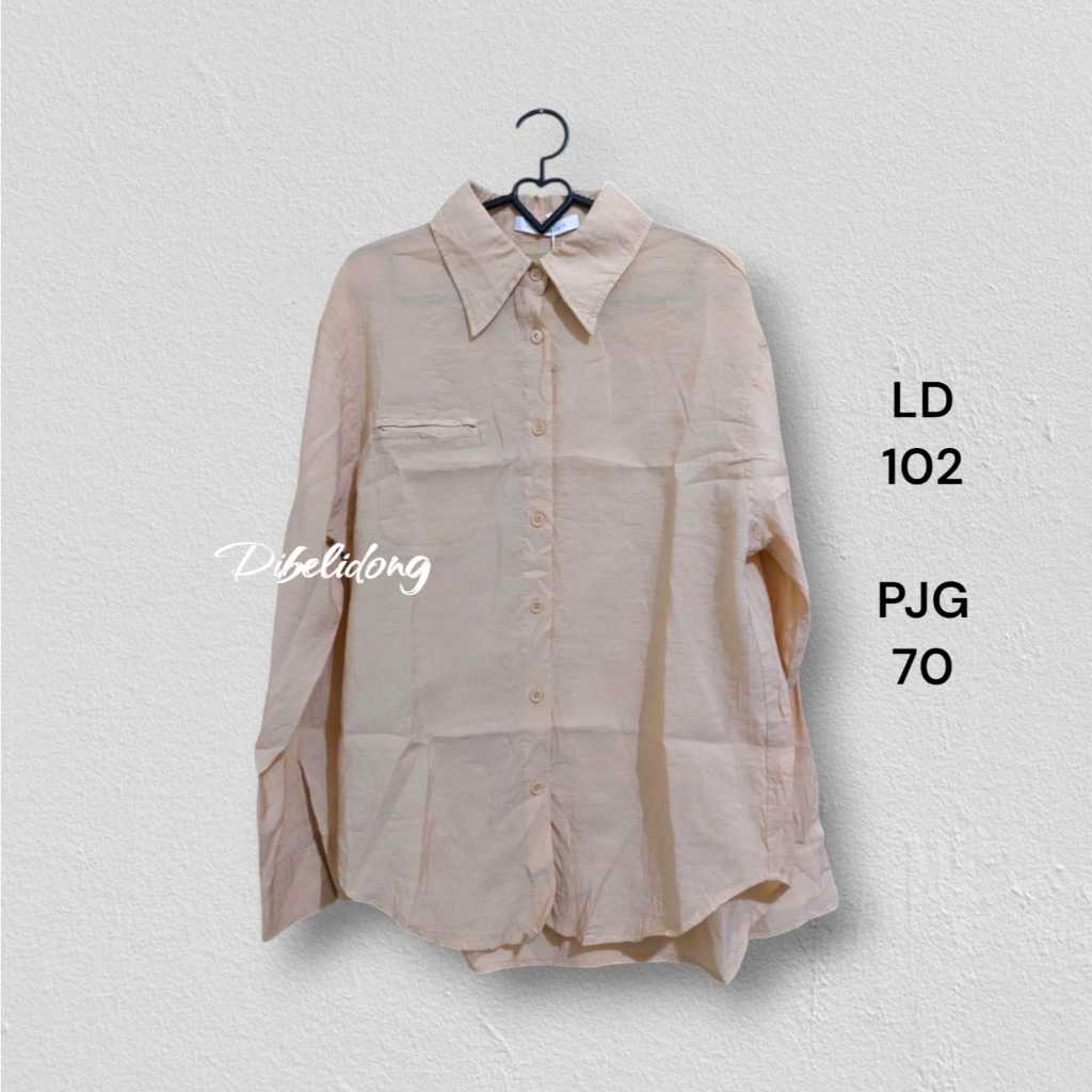Kemeja panjang wanita polos krem muda