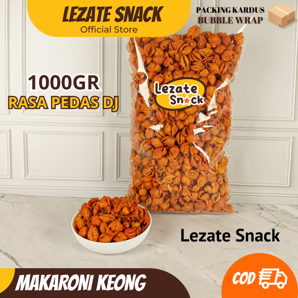 

Makaroni Bantet Pedas Daun Jeruk Murah 1kg Bentuk Keong Renyah Murah / Macaroni Pedas Daun Jeruk Kiloan / Makaroni Bantat SEDAP SNACK