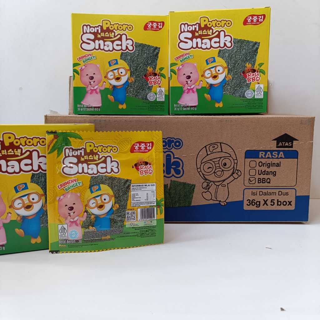 

NORI PORORO SNACK 1 DUS ISI 5 BOX RASA BBQ | ORIGINAL