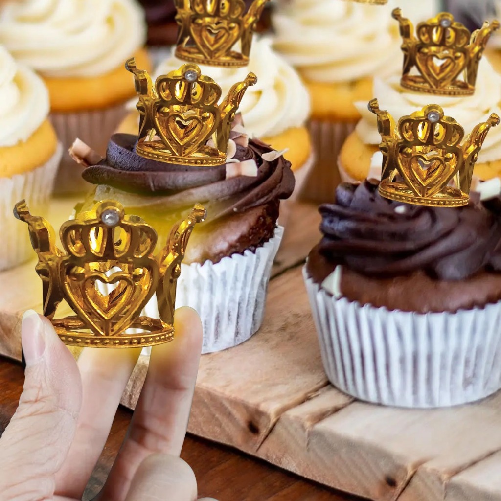 Cake Topper Crown| Cake Topper Mahkota mini| Dekorasi Cake| Topper Crown korean Birthday Cake (1 Bal