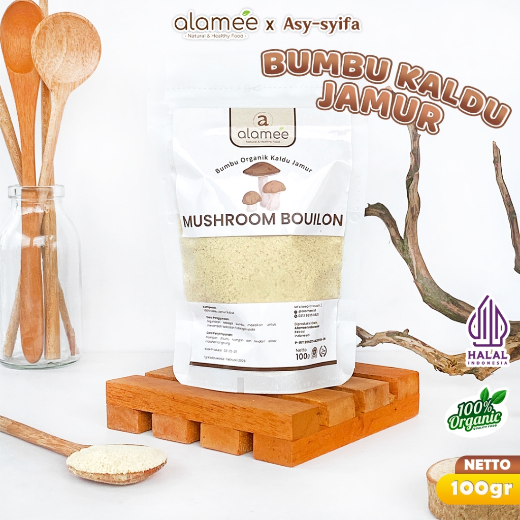 

ALAMEE Bubuk Kaldu Jamur NON MSG Bumbu Dapur Organik Praktis Mushroom Powder 100gr ASY SYIFA