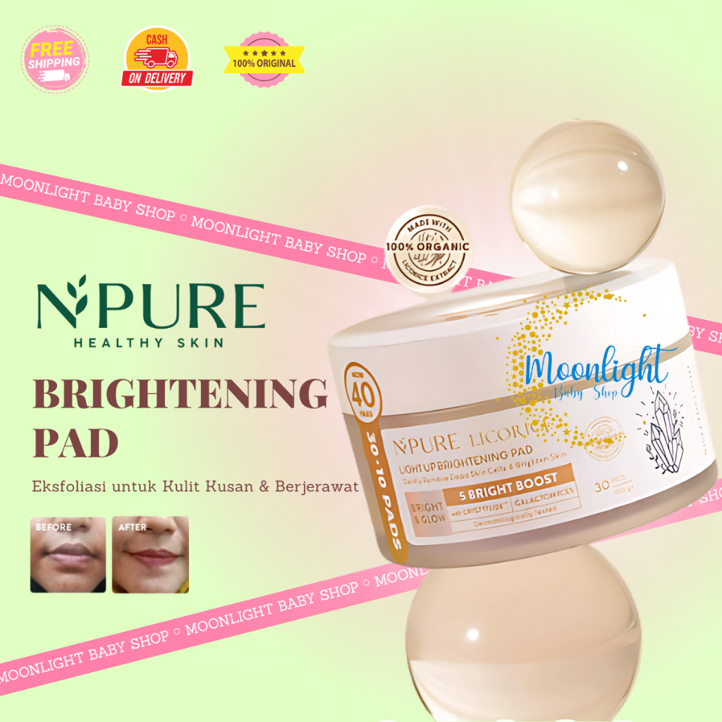 NPURE Brightening Exfoliating Pad Licorice | Kapas Wajah Exfoliasi Cerah Glowing