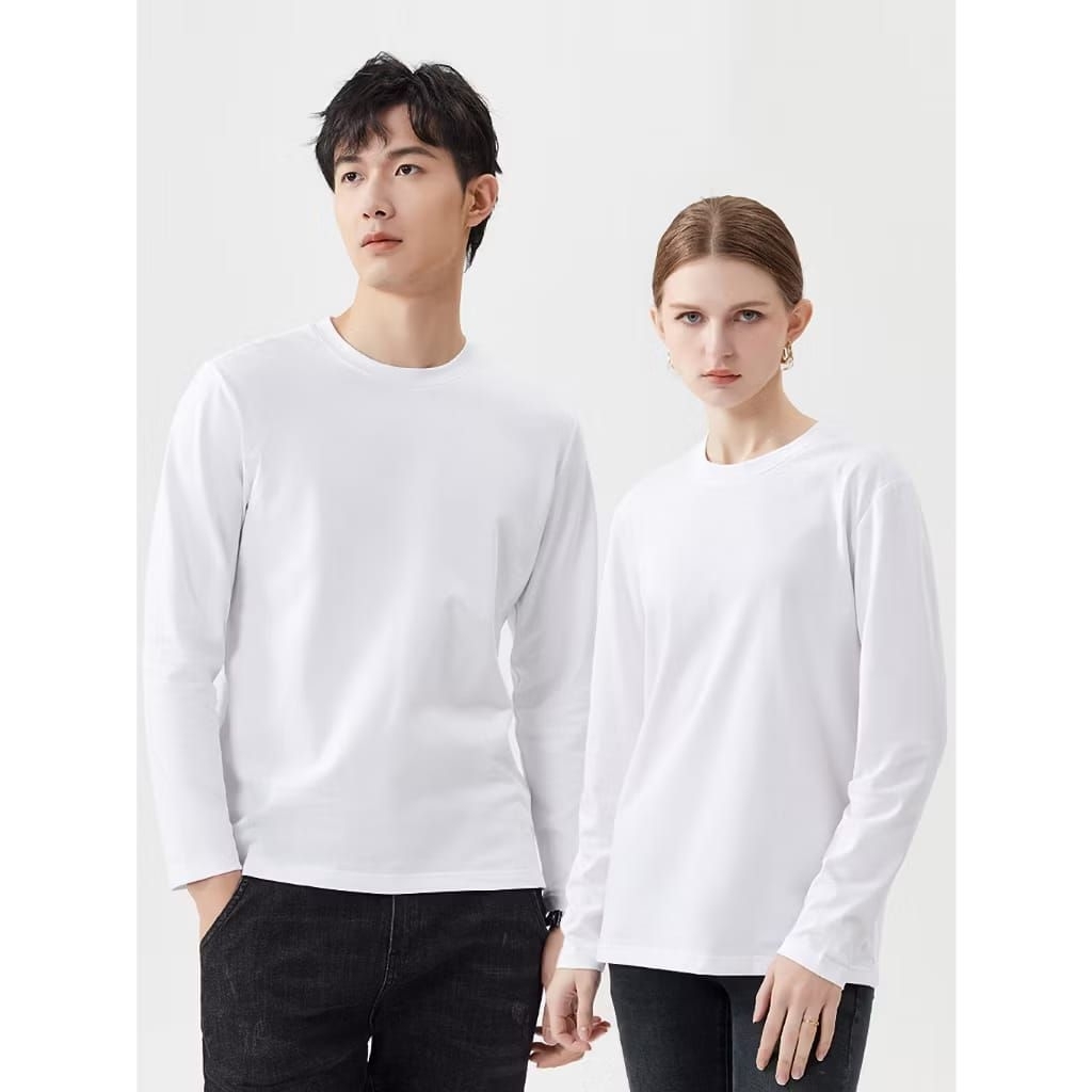 Kaos Oblong Putih Polos Lengan Panjang Pria/Wanita Uk S,M,L,XL,XXL