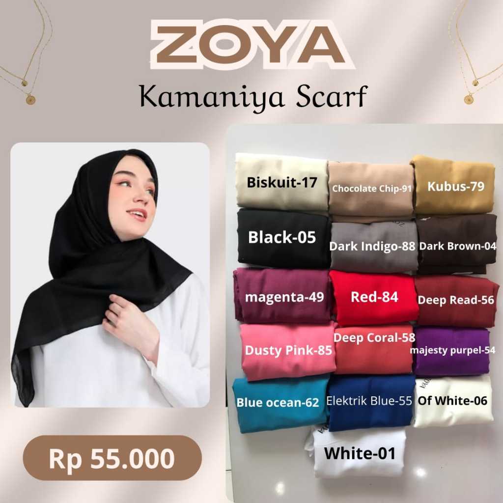 ZOYA KAMANIYA SCARF SEGI EMPAT POLOS
