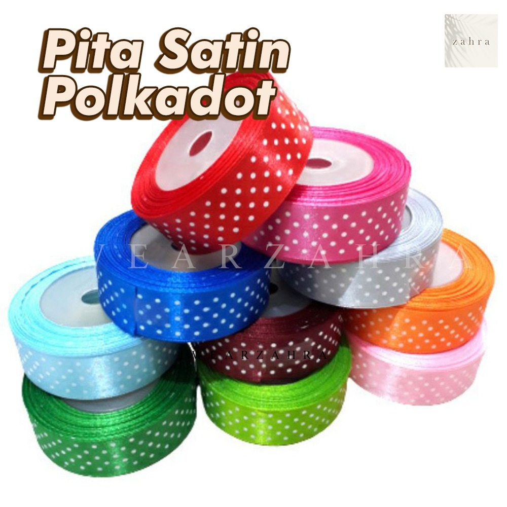

[GROSIR PER-SLOP] PITA SATIN POLKADOT 1 INCH- Pita Hiasan Kado Bingkisan Aksesoris Hampers