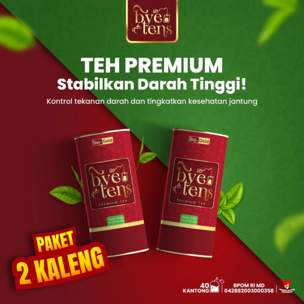 

PAKET 2 BEST SELLER Teh Bye Tens Bio Gold Bantu Hipertensi Tekanan Darah Tinggi BPOM 40 Pouch Original