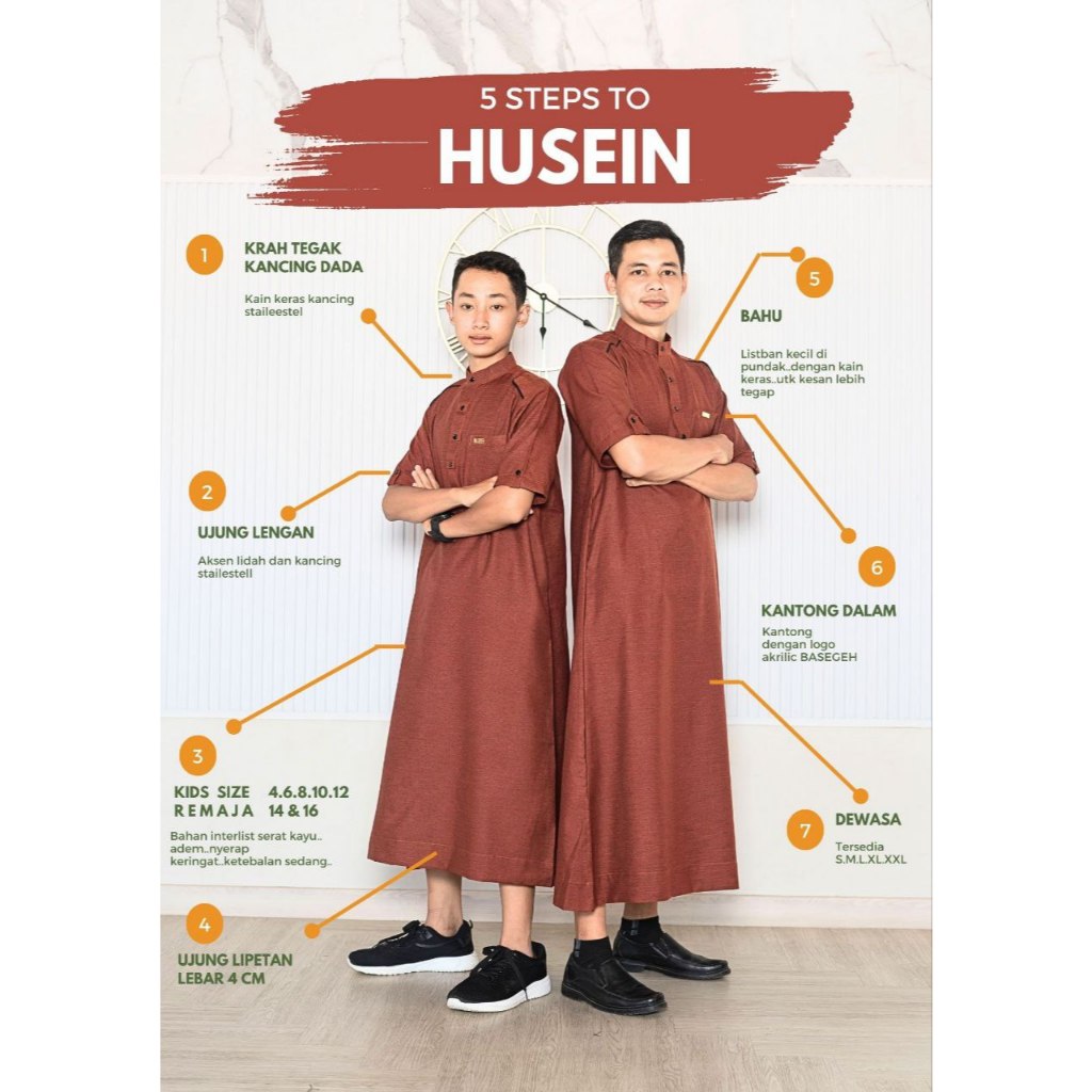 Basegeh | Jubah Prmium Husein Anak & Dewasa | Bahan Interlist ADEM
