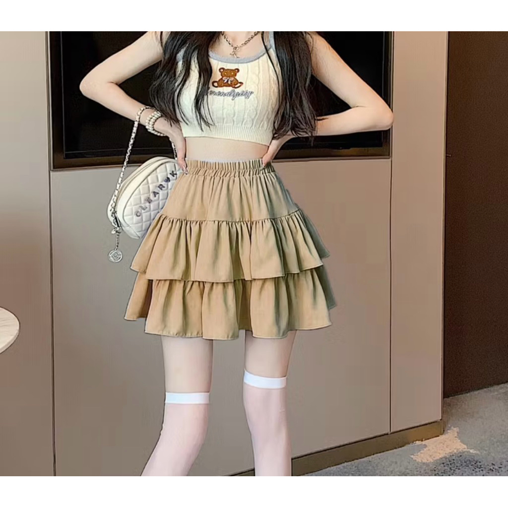 Rok POLLY Mini Skirt Susun Pendek / Rok Wanita Pendek