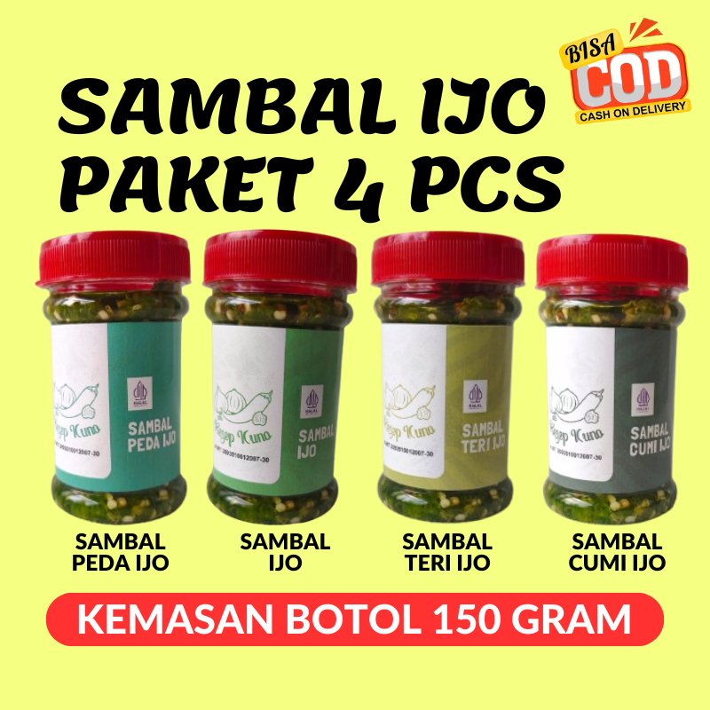 

Sambal Sambel Cumi Peda Teri Cabe Ijo Hijau Pedas Resep Kuno Paket 4 Pcs