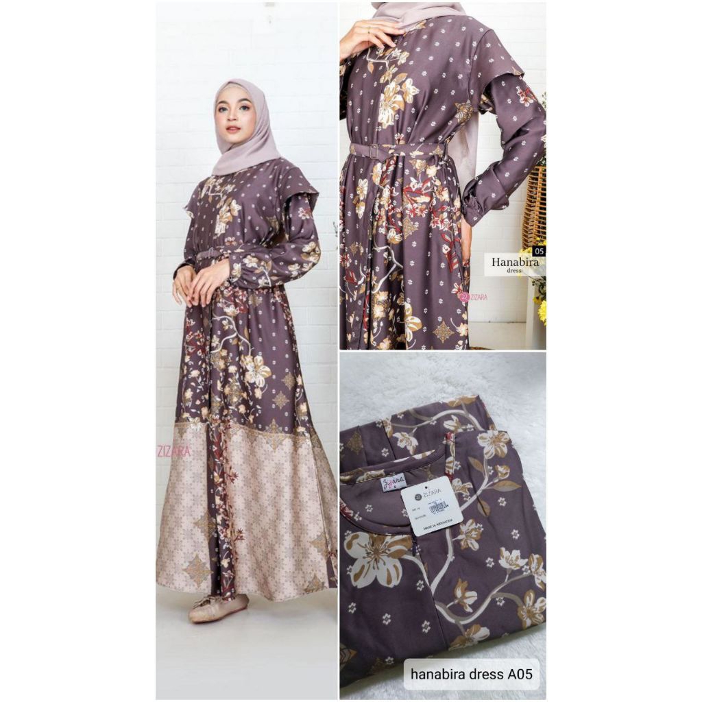 [AGEN RESMI] Hanabira Dress by Zizara Eid Series Motif Eksklusif Gamis Only Busui Friendly