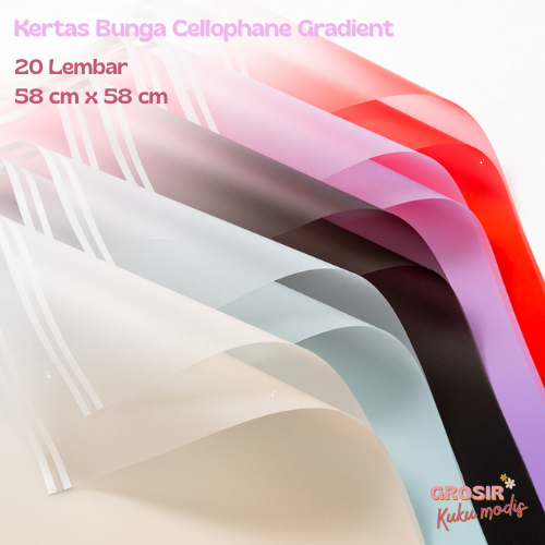 

20 Lembar Kertas Buket Bunga Gradient Cellophane / Flower Wrapping Paper Cellophane Gradient KB6044