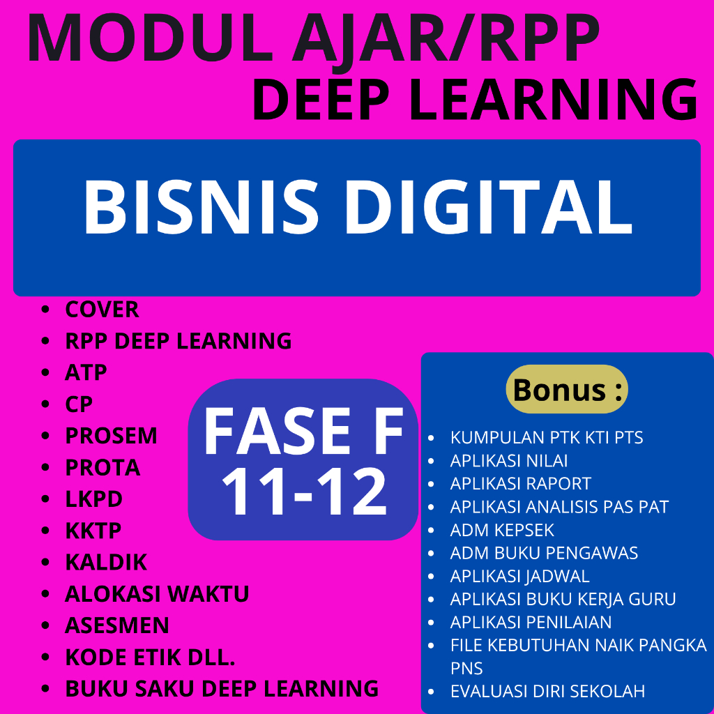 

RPP Deep Learning SMK BISNIS DIGITAL FASE F (11-12) - RPP DEEP LEARNING SMK TERBARU