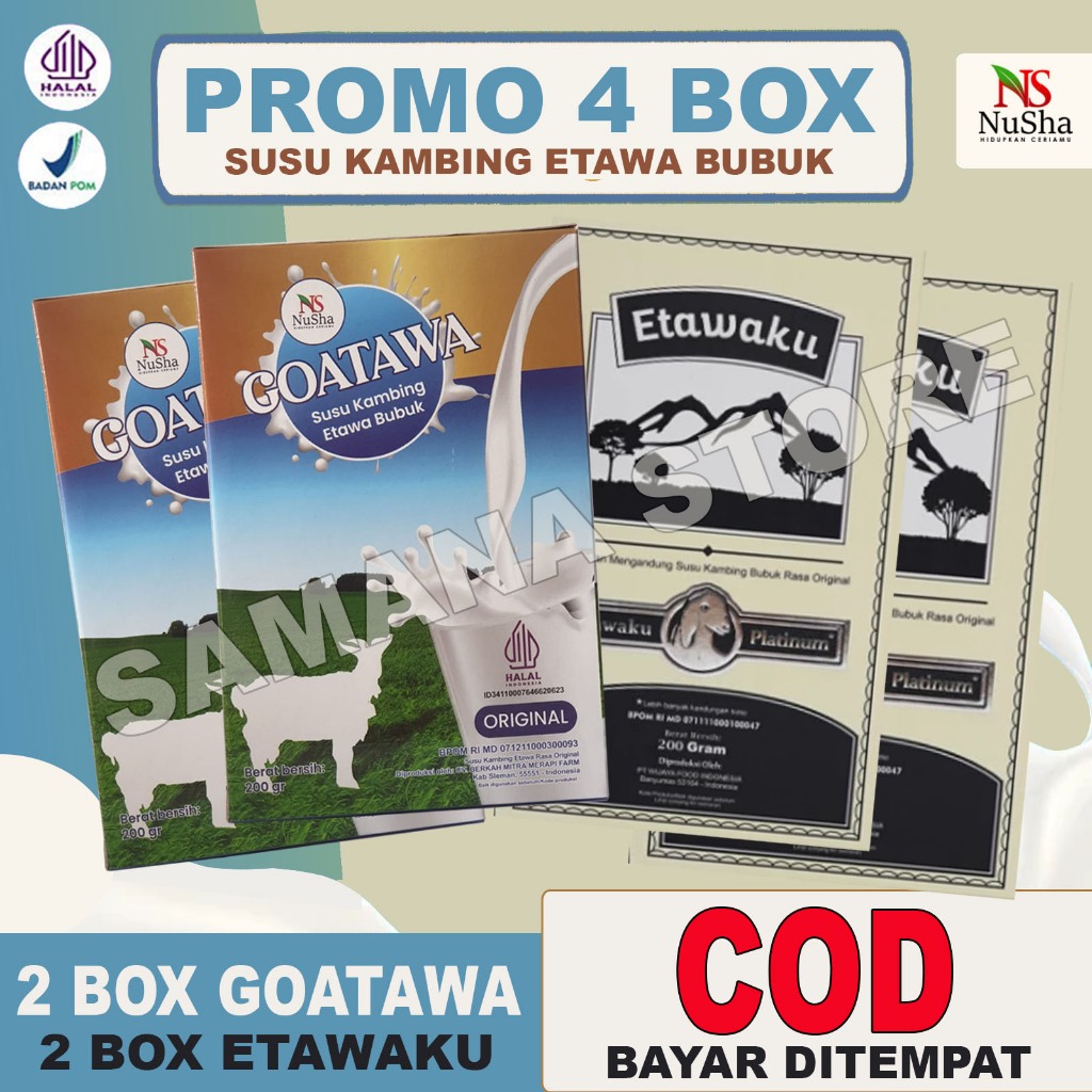 

Paket 4 Box - GOATAWA - ETAWAKU - Susu Kambing Etawa Bubuk 100% ORIGINAL