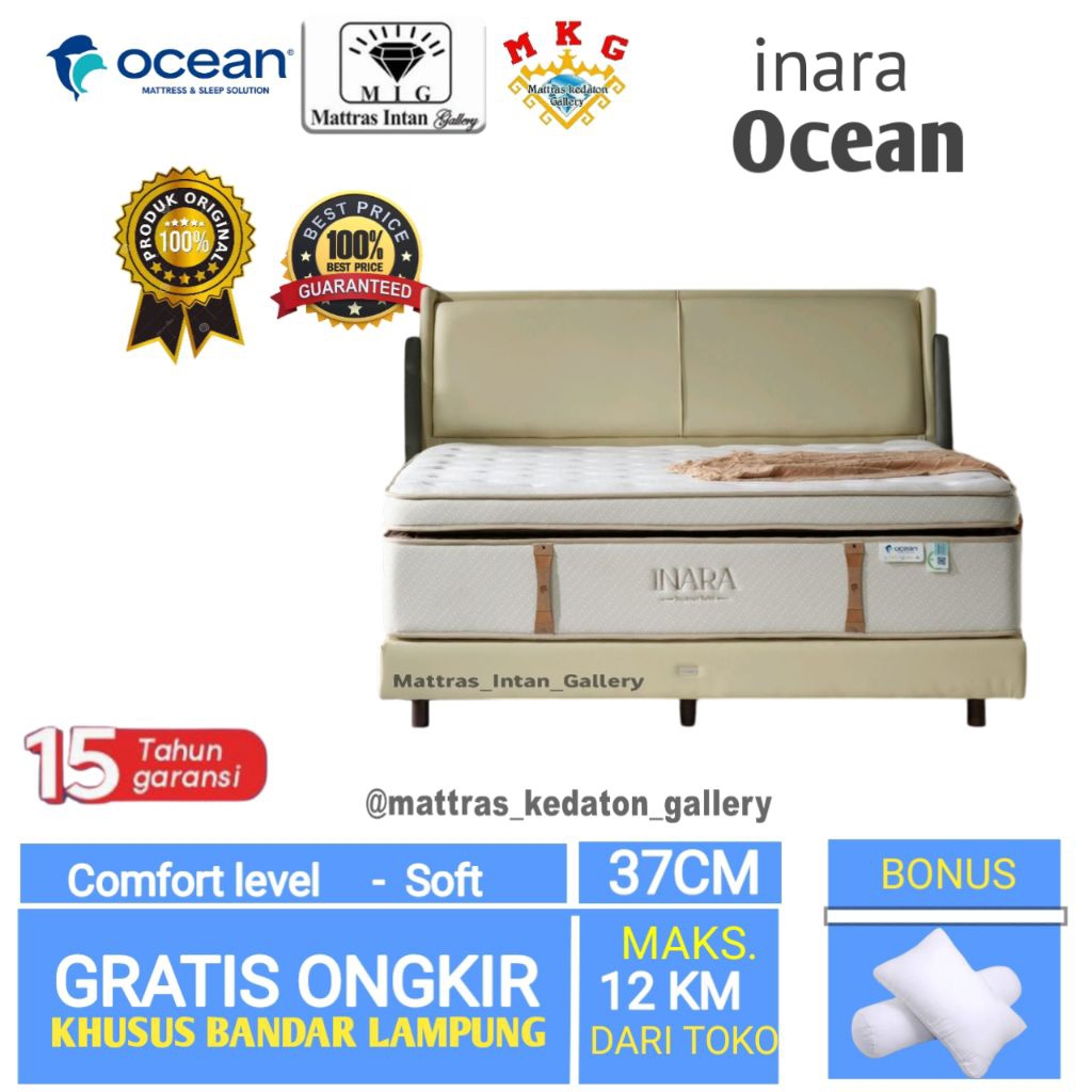 Kasur Ocean Springbed inara Memotech Latex T37 Cm - kasur spring bed ocean Spring bed size 160 - 180
