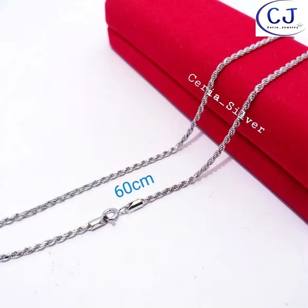 Kalung Perak Asli Pria Wanita 925 Lapis Emas Model Tambang - perhiasan Perak