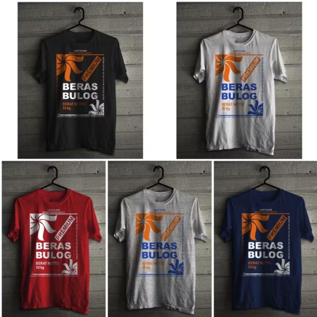 Kaos Gambar Beras Bulog 50Kg /Baju T-shirt Beras Bulog Premium