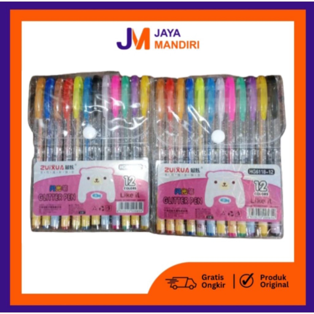 

Pulpen Glitter Warna 12 Warna ZUIXUA | Glitter Gel Pen Set Warna-Warni