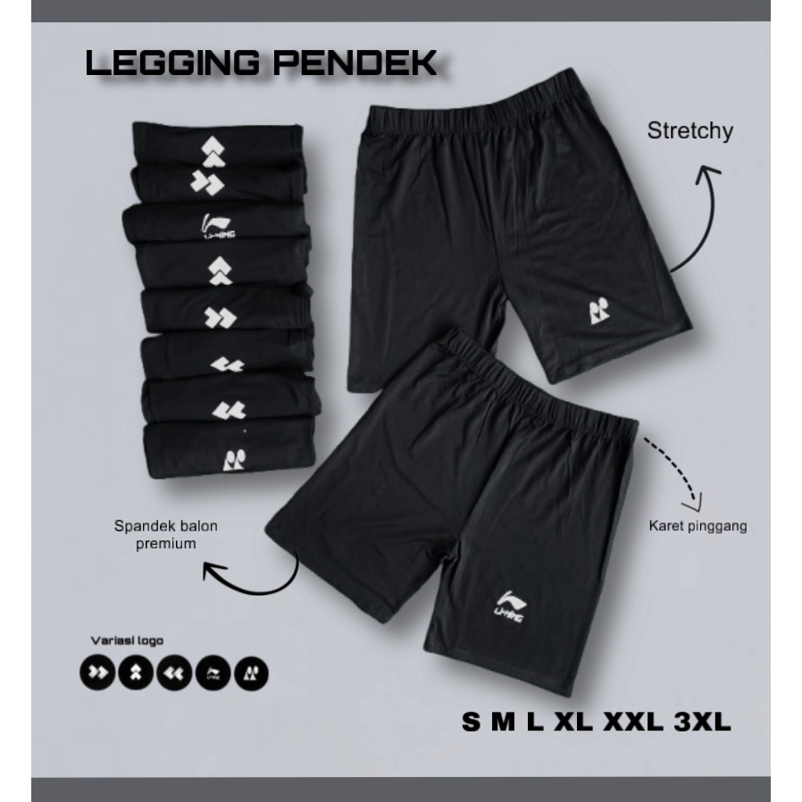 Shot pant legging pendek unisex olahraga pria wanita dewasa