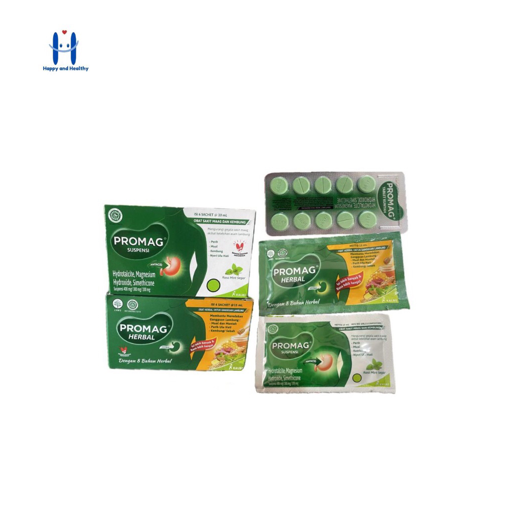 Promag tablet / Promag cair suspensi / Promag herbal