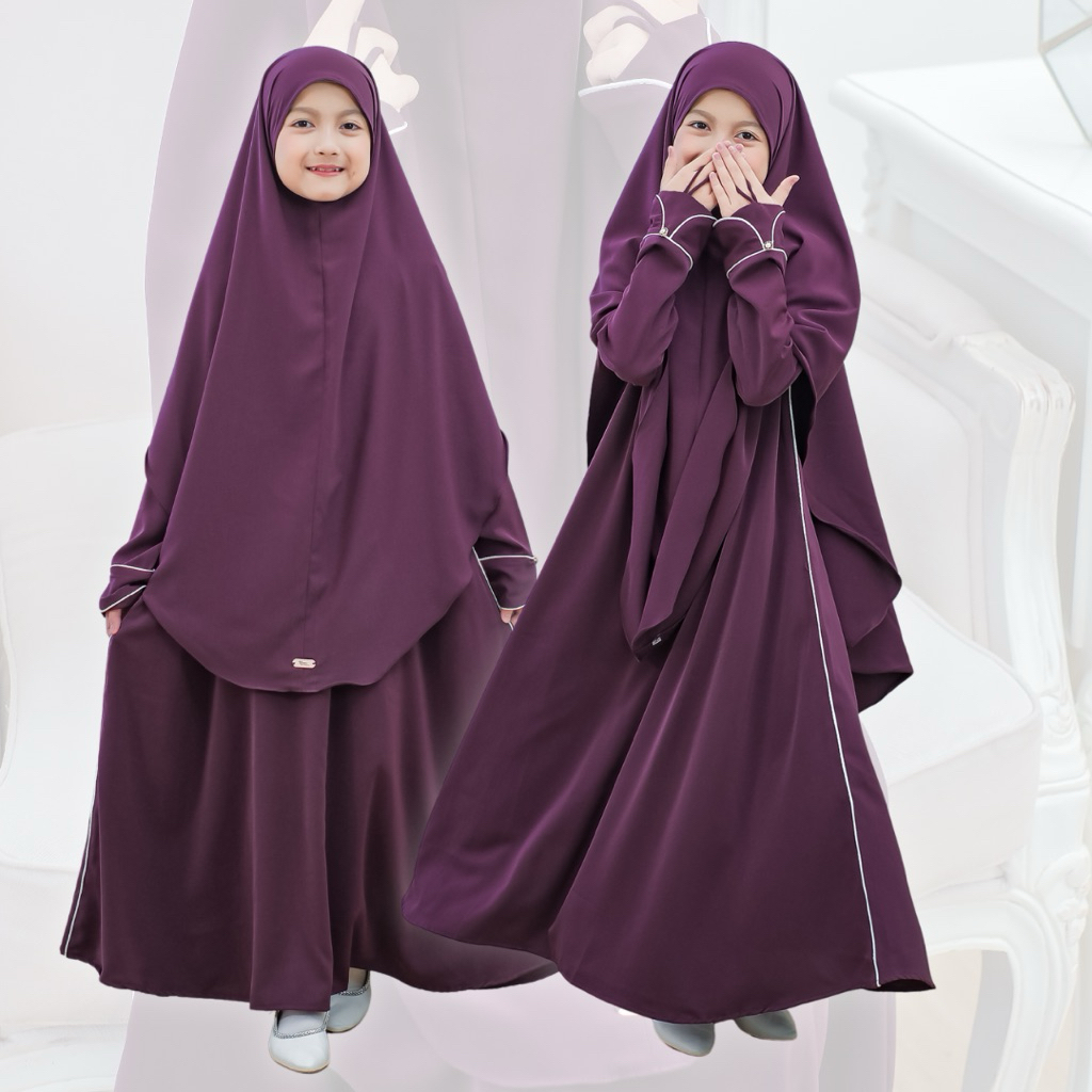 Umma.Daily | HAURA Gamis/Abaya Set Hijab | Gamis Set Anak Perempuan 3-15 tahun