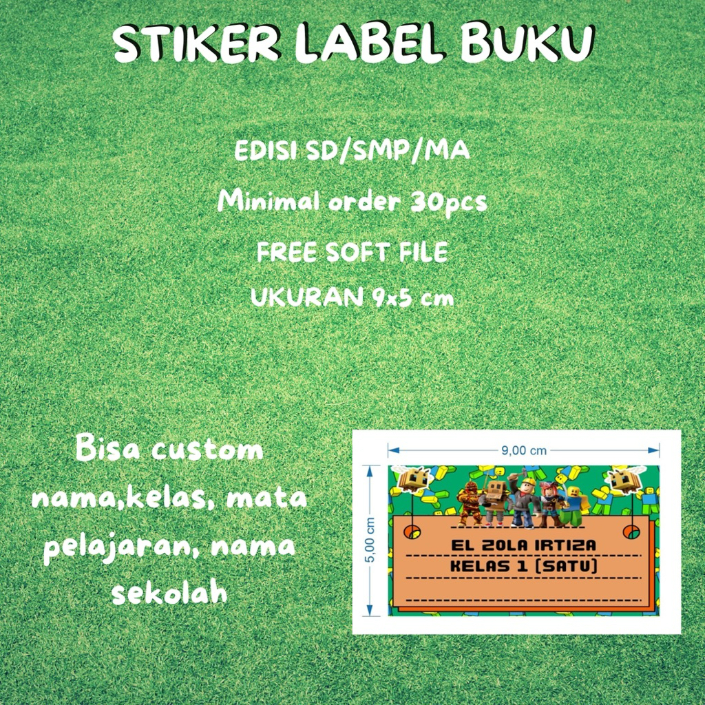 

Stiker Label Buku Sekolah - Stiker Alat tulis Waterproof - Custom Nama