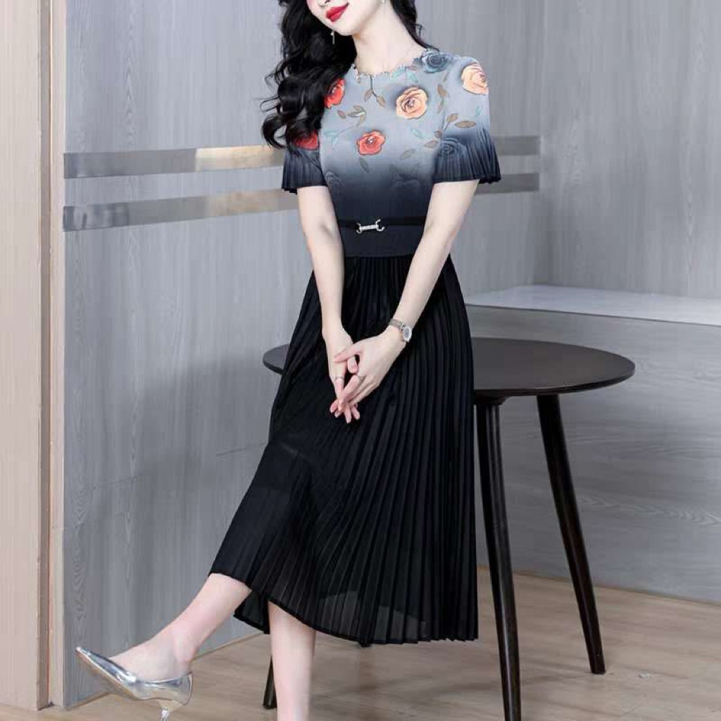 Dres Plisket 71095/plisket premium/motif bunga