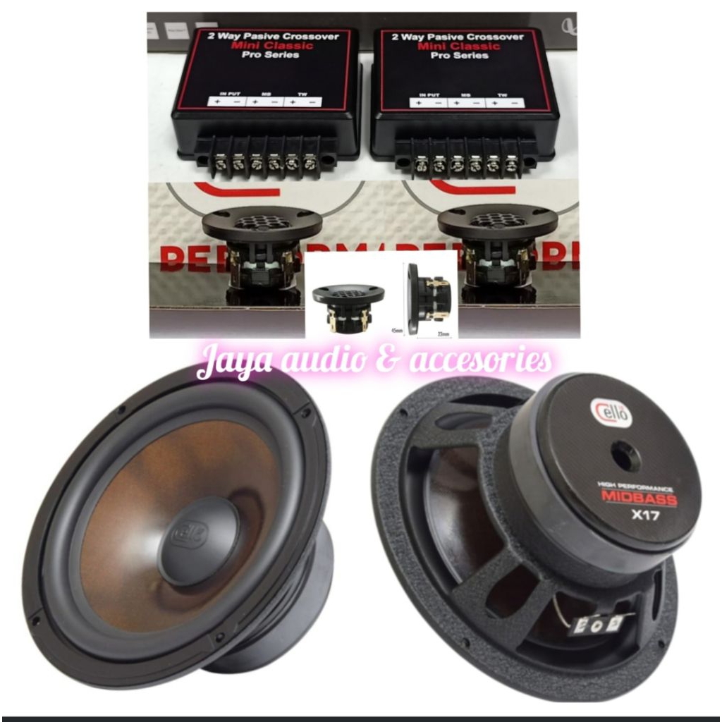 Speaker Split 2Way Cello X17 -Tweeter Hi-Res Super Tweeter DX13NC/G Include Crossover 2Way Mini Clas