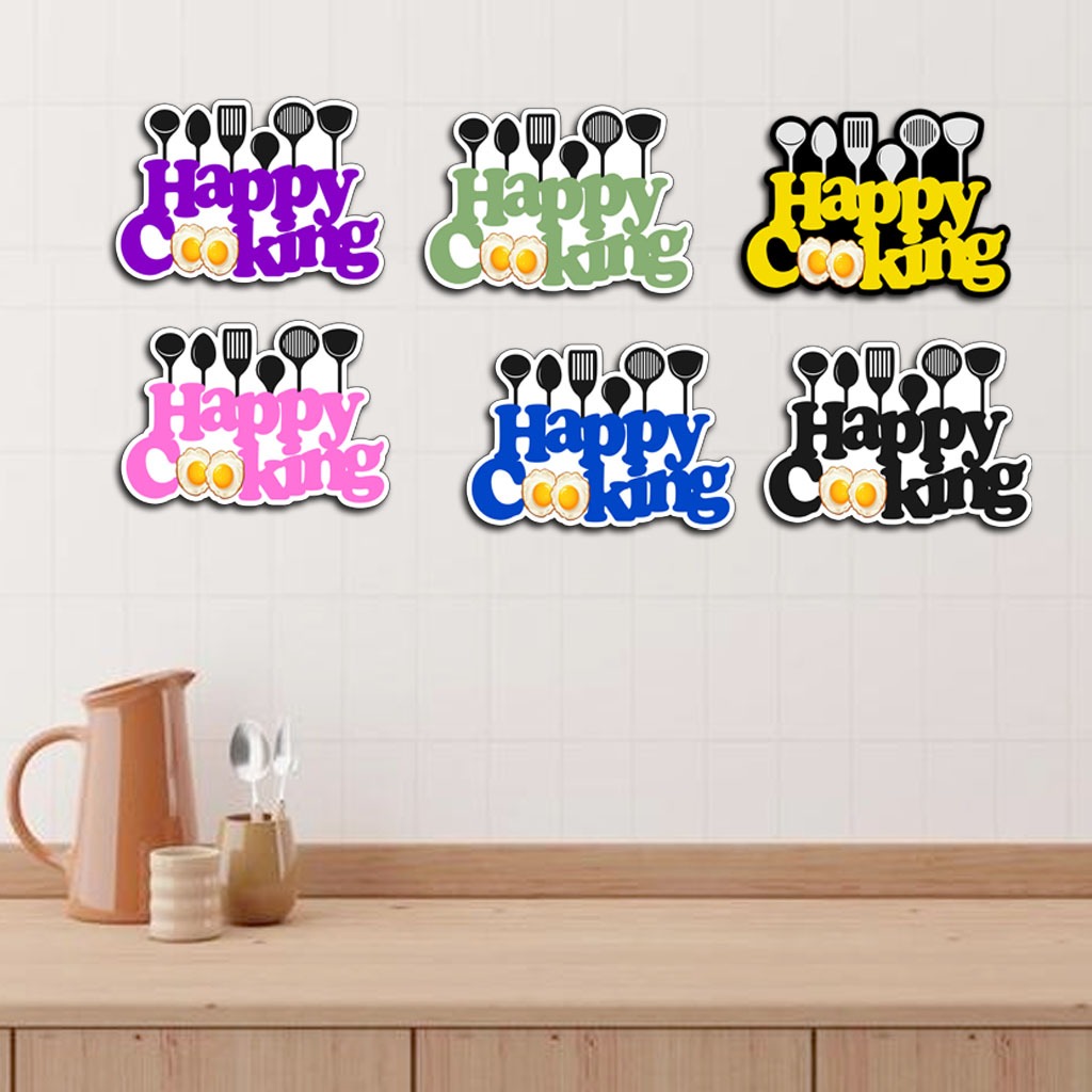 Hiasan dinding dapur happy cooking polos lucu unik murah