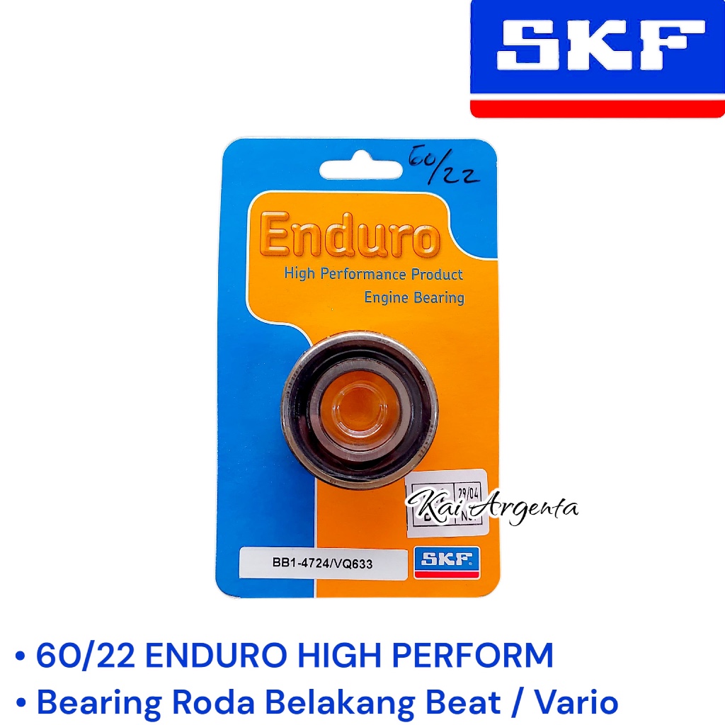 Bearing Laher Roda Belakang Beat/Vario/Scoopy - Laher 60/22 SKF Enduro High Performance