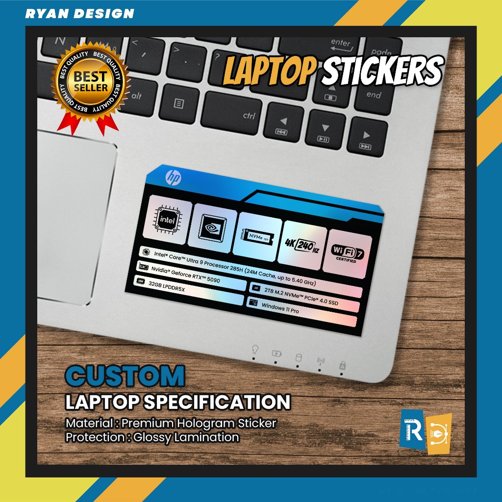 Stiker Logo Laptop Stiker Spesifikasi Fitur Laptop Stiker Nvidia RTX GTX Intel Amd (Model 010)